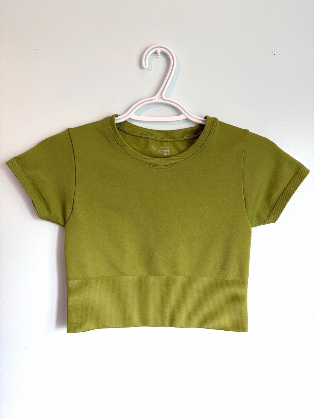Aerie Crop Top - Sidewalk Seamless Cropped T-Shirt - Green Size XS